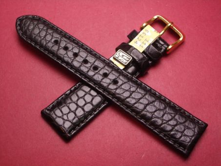 Louisiana Krokodil-Leder-Armband, 20mm im Verlauf auf 18mm, Farbe: schwarz 