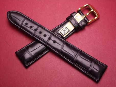 Louisiana Krokodil-Leder-Armband, 19mm im Verlauf auf 16mm, Farbe: schwarz 