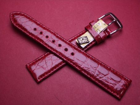 Louisiana Krokodil-Leder-Armband, 18mm im Verlauf auf 16mm, Farbe: rot 