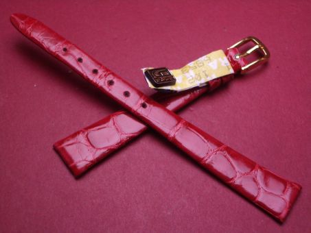 Leder-Armband, Krokodil, 12mm im Verlauf auf 7mm, Farbe: rot glänzend 