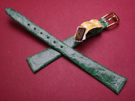 Leder-Armband, Krokodil, 12mm im Verlauf auf 7mm, Farbe: grün glänzend 