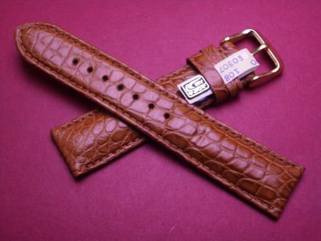 Louisiana Krokodil-Leder-Armband, 20mm im Verlauf auf 18mm, Farbe: braun 