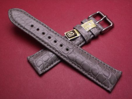 Louisiana Krokodil-Leder-Armband, 20mm im Verlauf auf 18mm, Farbe: grau 