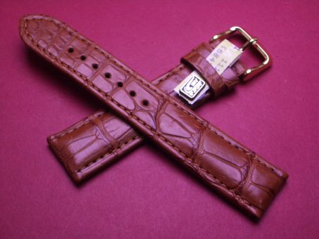 Louisiana Krokodil-Leder-Armband, 20mm im Verlauf auf 18mm, Farbe: braun 