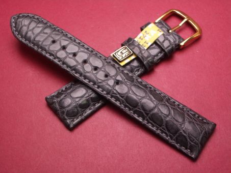Louisiana Krokodil-Leder-Armband, 20mm im Verlauf auf 18mm, Farbe: anthrazit 