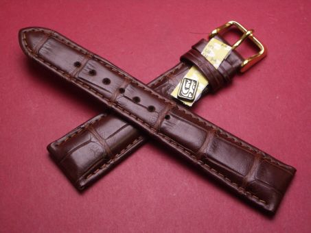 Louisiana Krokodil-Leder-Armband, 20mm im Verlauf auf 16mm, Farbe: dunkelbraun 
