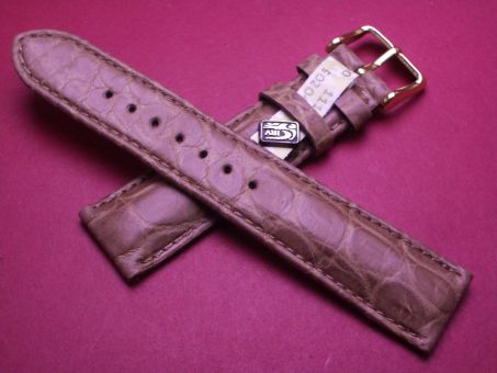 Louisiana Krokodil-Leder-Armband, 20mm im Verlauf auf 18mm, Farbe: beige 
