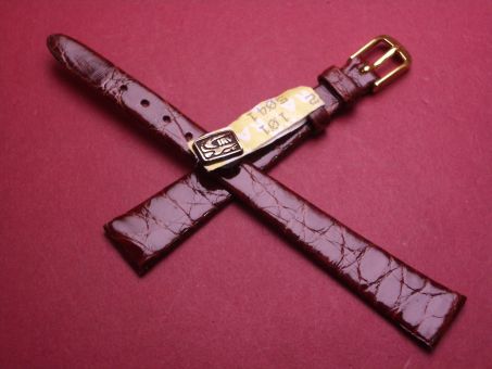 Leder-Armband, Krokodil, 12mm im Verlauf auf 7mm, Farbe: braun glänzend 
