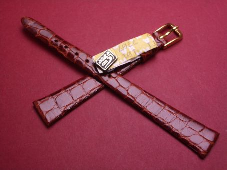 Leder-Armband, Krokodil, 12mm im Verlauf auf 7mm, Farbe: braun glänzend 