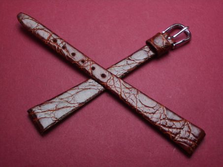 Leder-Armband, Krokodil, 12mm im Verlauf auf 7mm, Farbe: dunkelbraun glänzend 