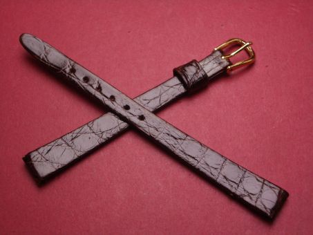 Louisiana Krokodil-Leder-Armband, 10mm im Verlauf auf 8mm, Farbe: dunkelbraun glänzend 