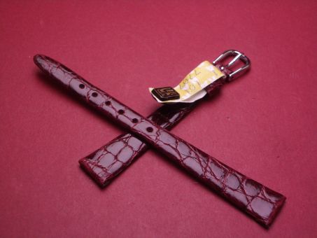 Leder-Armband, Krokodil, 12mm im Verlauf auf 7mm, Farbe: Beere 