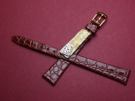 Leder-Armband, Krokodil, 12mm im Verlauf auf 7mm, Farbe: Braun glänzend 