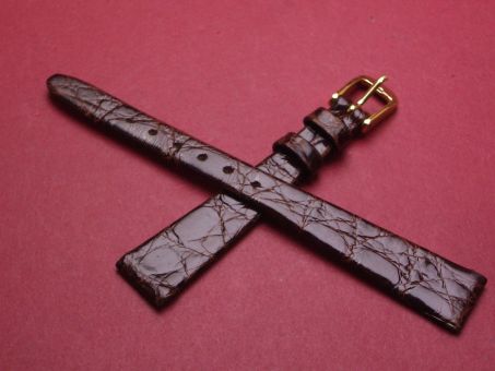 Leder-Armband, Krokodil, 12mm im Verlauf auf 7mm, Farbe: dunkelbraun 