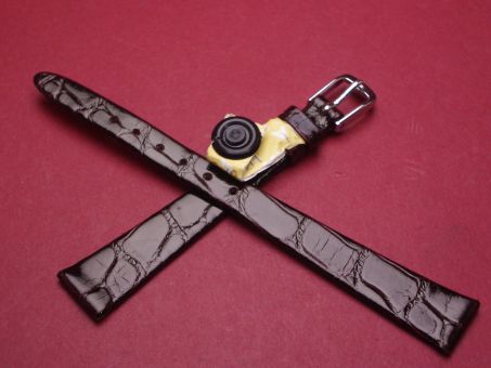 Leder-Armband, Krokodil, 12mm im Verlauf auf 7mm, Farbe: dunkle Beere 