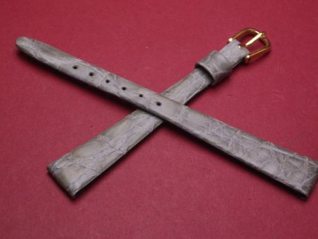 Leder-Armband, Krokodil, 12mm im Verlauf auf 8mm, Farbe: hellgrau 