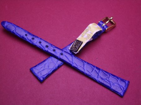 Leder-Armband, Krokodil, 12mm im Verlauf auf 7mm, Farbe: blau 