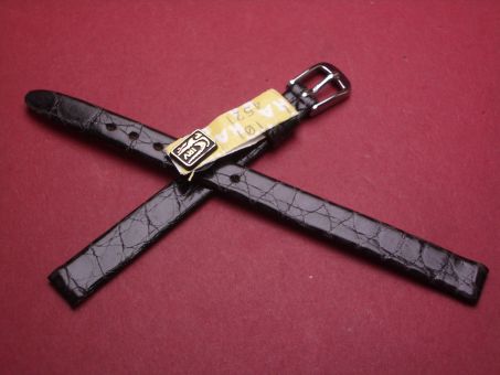 Leder-Armband, Krokodil, 8mm im Verlauf auf 7mm an der Schließe , Farbe: antrazit 