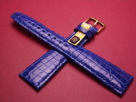 Louisiana Krokodil-Leder-Armband, 22mm auf 16mm, Farbe: blau glänzend 