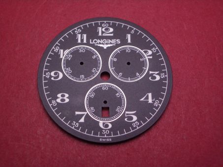 Longines Zifferblatt, Ø 36,9mm, schwarz/weiß 