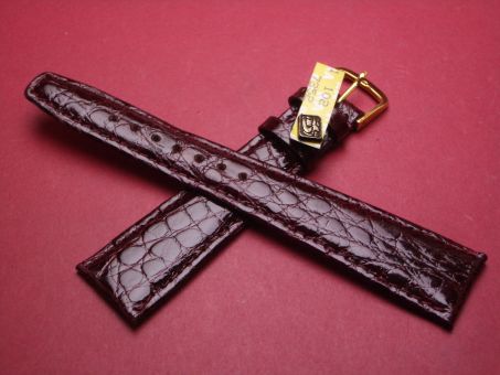 Louisiana Krokodil-Leder-Armband, 22mm auf 16mm, Farbe: rot-braun 