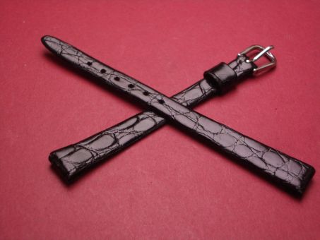 Krokodil-Leder-Armband, 10mm im Verlauf auf 7mm, Farbe: schwarz glänzend 