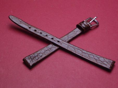 Krokodil-Leder-Armband, 10mm im Verlauf auf 7mm, Farbe: dunkelbraun 