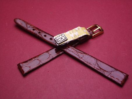 Krokodil-Leder-Armband, 10mm im Verlauf auf 7mm, Farbe: braun glänzend 
