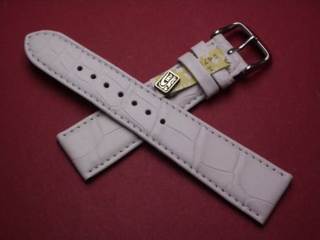 Louisiana Krokodil-Leder-Armband, 21mm im Verlauf auf 18mm, signiert: Graf, Farbe: weiß matt 