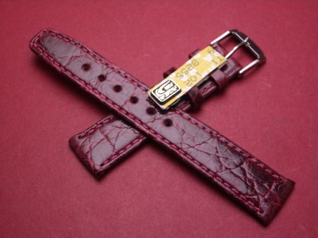 Louisiana Krokodil-Leder-Armband, 16mm im Verlauf auf 14mm, Farbe: rote Beere, XS-Länge 