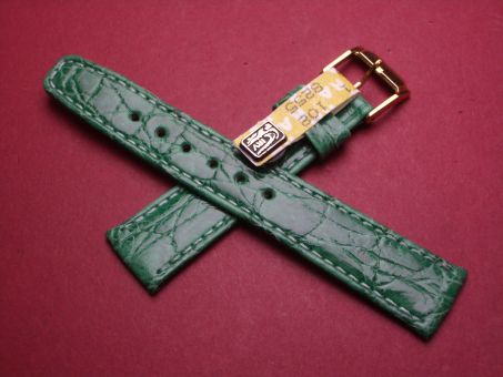 Louisiana Krokodil-Leder-Armband, 16mm im Verlauf auf 14mm, Farbe: grün, XS-Länge 