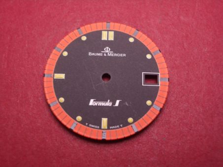 Baume & Mercier Zifferblatt, Ø 25,5mm, schwarz/orange, leicht beschädigt 