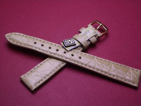 Louisiana Krokodil-Leder-Armband, 14mm im Verlauf auf 12mm, Farbe: pastell gelb 