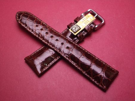 Louisiana Krokodil-Leder-Armband, 22mm auf 18mm, Farbe: dunkelbraun glänzend 