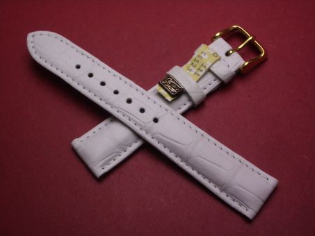 Louisiana Krokodil-Leder-Armband, 18mm im Verlauf auf 16mm, signiert: Graf, Farbe: weiß 