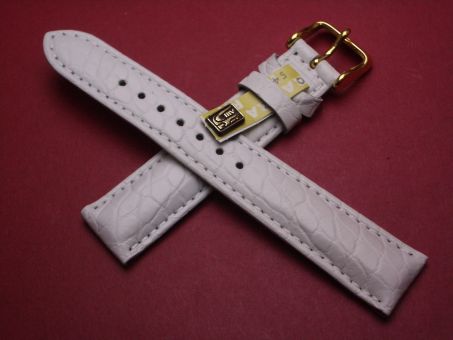 Louisiana Krokodil-Leder-Armband, 18mm im Verlauf auf 16mm, Farbe: weiß 