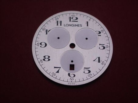 Longines Zifferblatt, Ø 36,9mm, silber, leicht beschädigt 