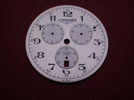Longines Zifferblatt, Ø 36,9mm, silber, leicht beschädigt 