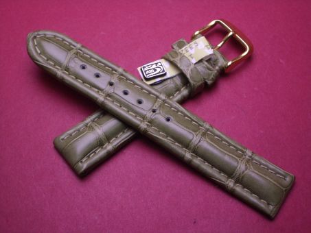 Louisiana Krokodil-Leder-Armband, 18mm, signiert: Graf & WEISS,Farbe: schilfgrün 