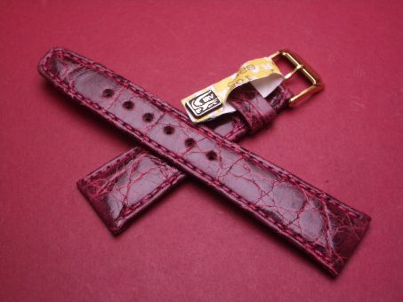 Louisiana Krokodil-Leder-Armband, 18mm im Verlauf auf 14mm, Farbe: rote Beere, XS-Länge 