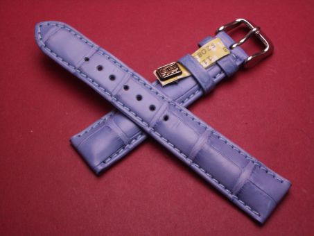Louisiana Krokodil-Leder-Armband, 18mm im Verlauf auf 16mm, Farbe: pastell-blau 