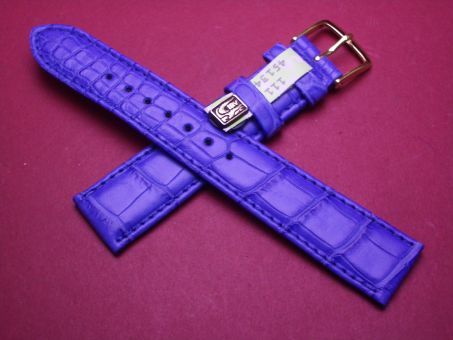 Louisiana Krokodil-Leder-Armband, 18mm im Verlauf auf 16mm, signiert: Graf, Farbe: blau 