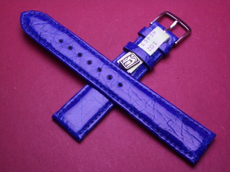 Louisiana Krokodil-Leder-Armband, 18mm im Verlauf auf 16mm, Farbe: blau glänzend 