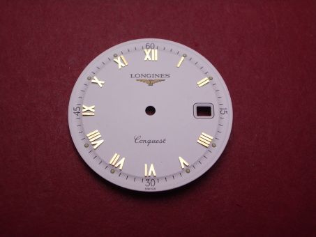 Longines Zifferblatt, Ø 28,0mm, weiß mit goldfarbenen Inlays 