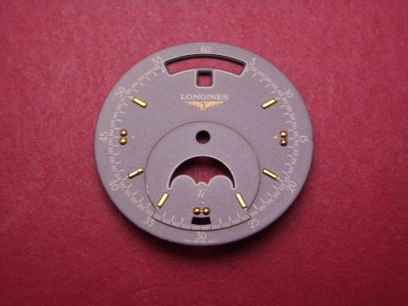Longines Zifferblatt, Ø 27,5mm, anthrazit mit goldfarbenen Inlays 