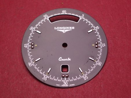 Longines Zifferblatt, Ø 29,0mm, schwarz mit silberfarbenen Inlays, leicht beschädigt 