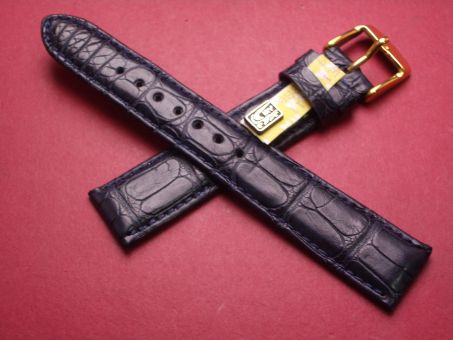 Louisiana Krokodil-Leder-Armband, 18mm im Verlauf auf 16mm, Farbe: dunkelblau 
