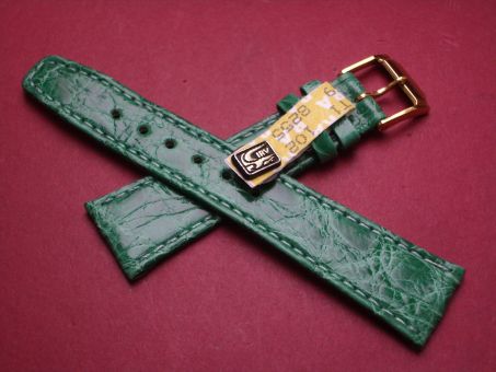 Louisiana Krokodil-Leder-Armband, 18mm im Verlauf auf 14mm, Farbe: grün, XS-Länge 