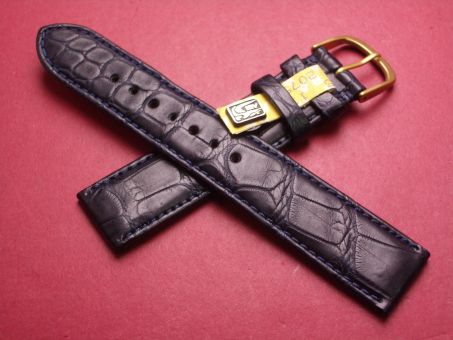 Louisiana Krokodil-Leder-Armband, 18mm im Verlauf auf 18mm, Farbe: dunkelblau 