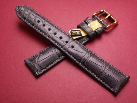 Louisiana Krokodil-Leder-Armband, 18mm im Verlauf auf 16mm, Farbe: dunkelgrau 